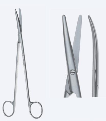 Ножиці, хірургічні, "Metzenbaum", дисекційні, вигнуті, тупокінцеві, загальна довжина 200 мм, 8"